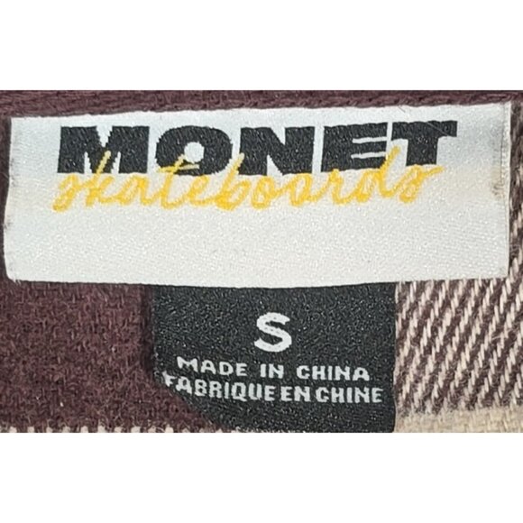 Monet Skateboards Heavy Flannel Button Up Shirt Jacket Shacket Dog Logo Men's S - Picture 10 of 13